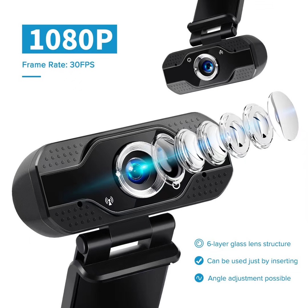 Webcam USB FullHD 1080P Tích Hợp Micro Có Kẹp Gắn Máy Tính Dùng Cho Dạy Học, Hội Họp Trực Tuyến