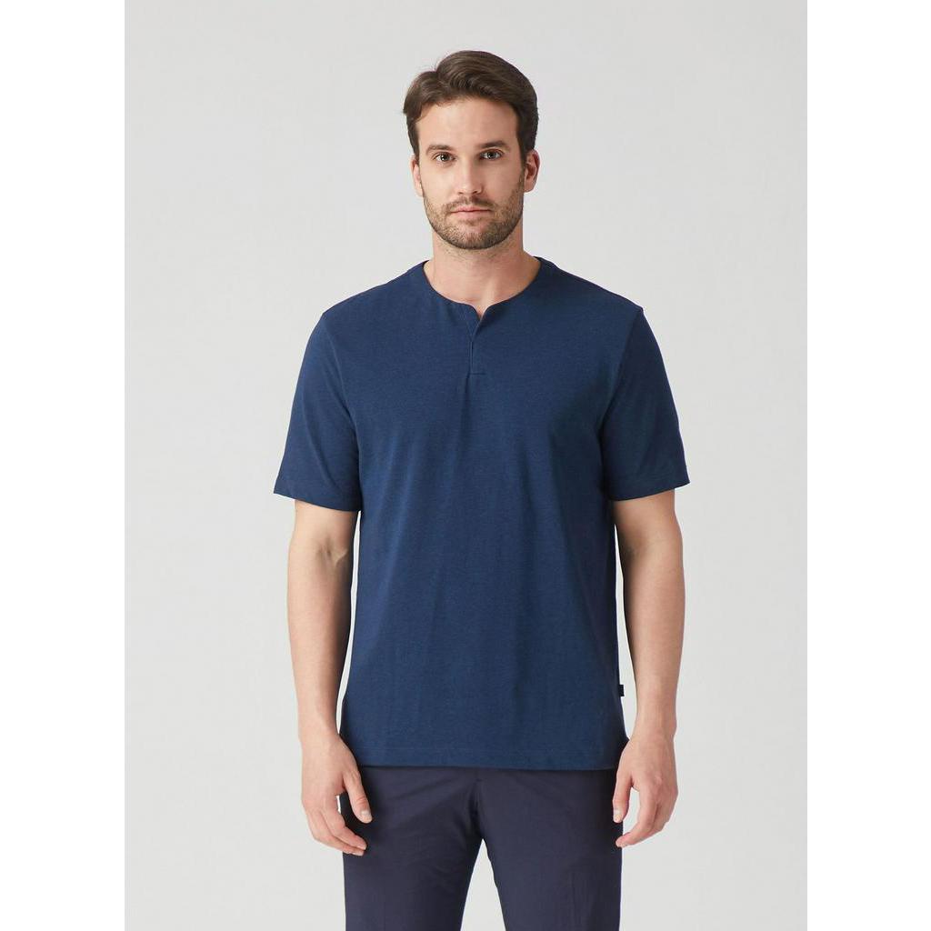 Áo Thun Nam Mẫu Mới Cổ Xẻ Màu Xanh Đen - FO76 SHOP