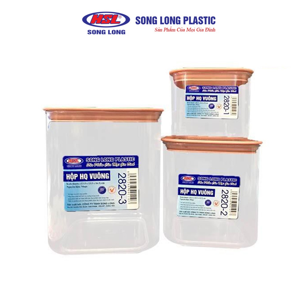 Bộ 3 hộp bảo quản thực phẩm nhựa có nắp Song Long Plastic 2819 cao cấp