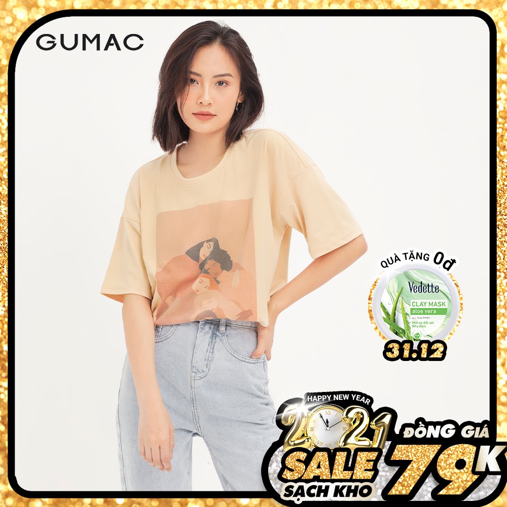 Áo thun nữ in cô gái GUMAC ATA1213