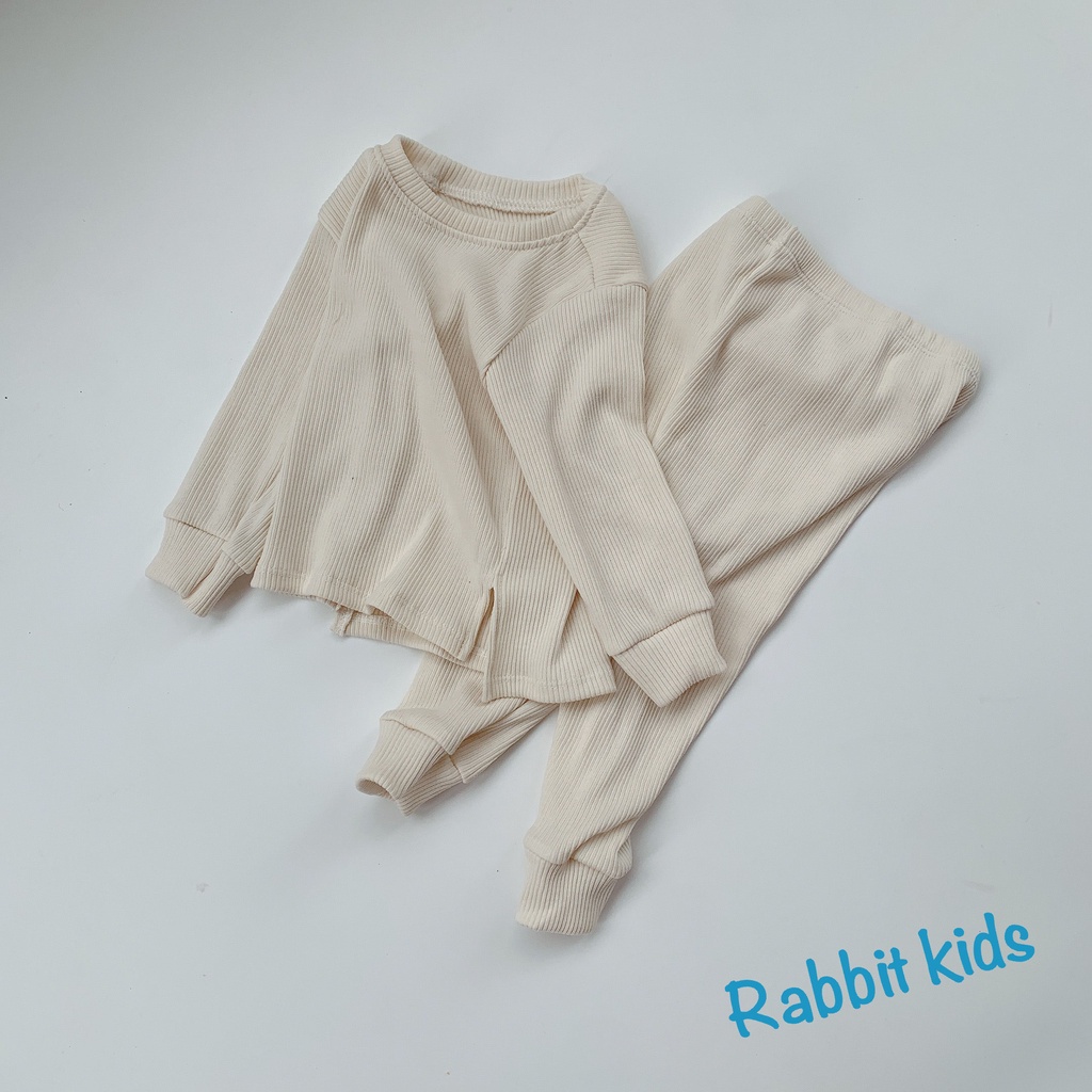 Bộ Quần Áo Thu Đông Bé Trai Phong Cách Hàn Quốc💝FREESHIP💝Rabbit Kids-Quần Áo Dài Tay Cho Bé 8-20kg Chất Thun Gân Tăm
