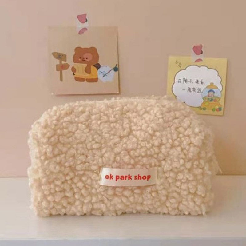 Túi Đựng Mỹ Phẩm Bằng Lông Cừu Dễ Thương Xinh Xắn