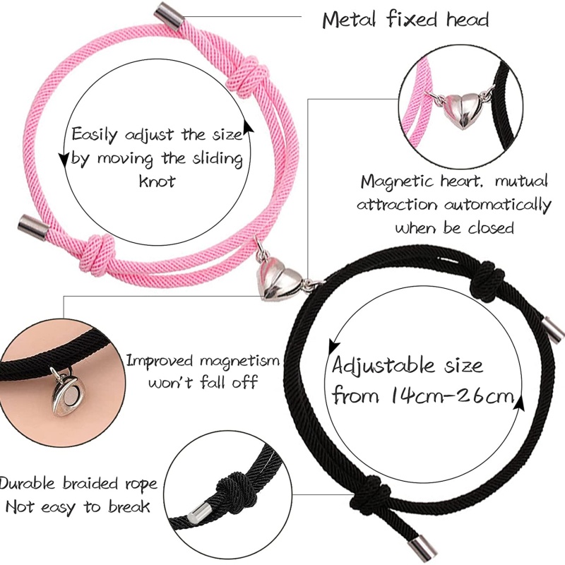 1 Cặp Vòng Tay Bện Dây Thừng Khoá Nam Châm Cho Cặp Đôi