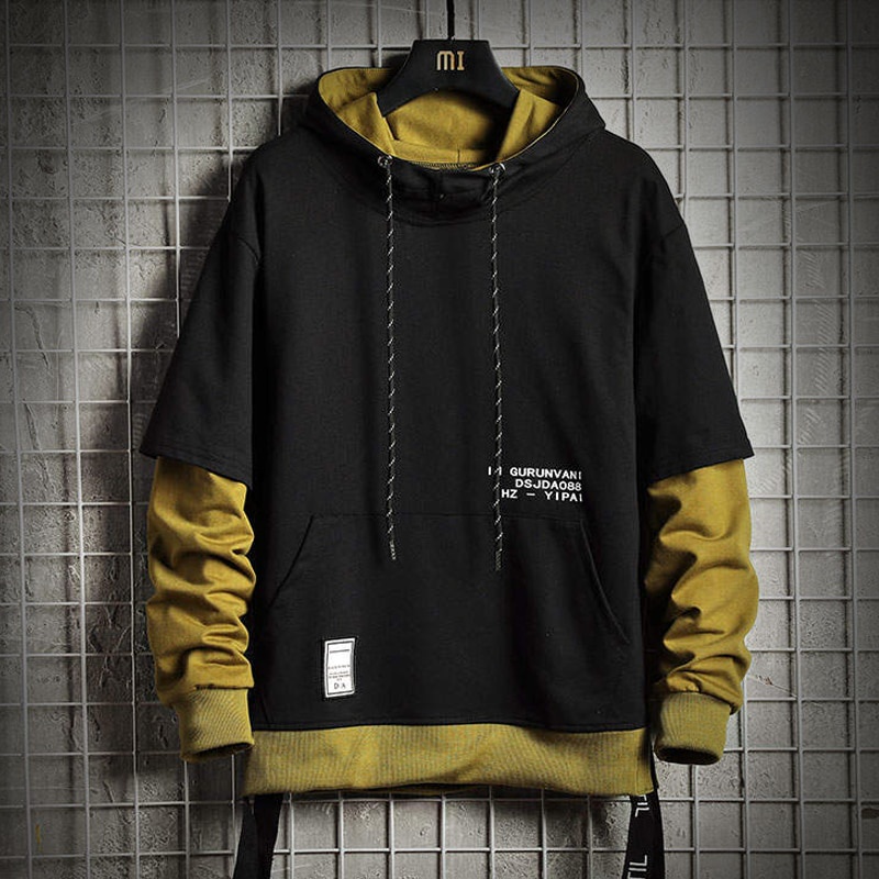 Áo Hoodie Giả Hai Lớp Dáng Rộng Phong Cách hong kong Thời Trang Mới 2022 Cho Nam