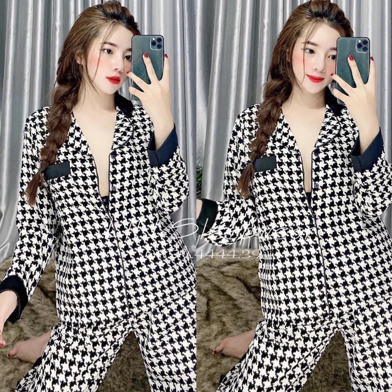Bộ lụa satin tay dài tiểu thư cao cấp