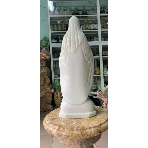 Tượng Đức Mẹ Maria Đá Cẩm Thạch Trắng - cao 51cm