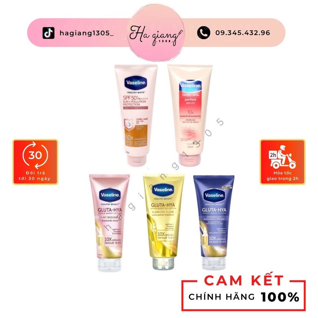 Sữa dưỡng thể Vaseline 50X Healthy Bright Perfect SPF 50++ Dưỡng trắng 5 in 1 (chọn phân loại)