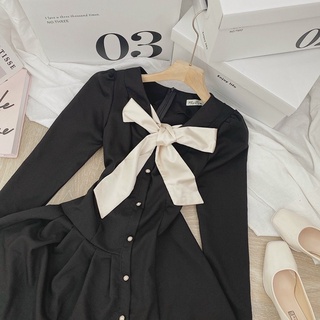 ĐẦM ĐEN PHỐI NUDE NƠ CỔ🖤