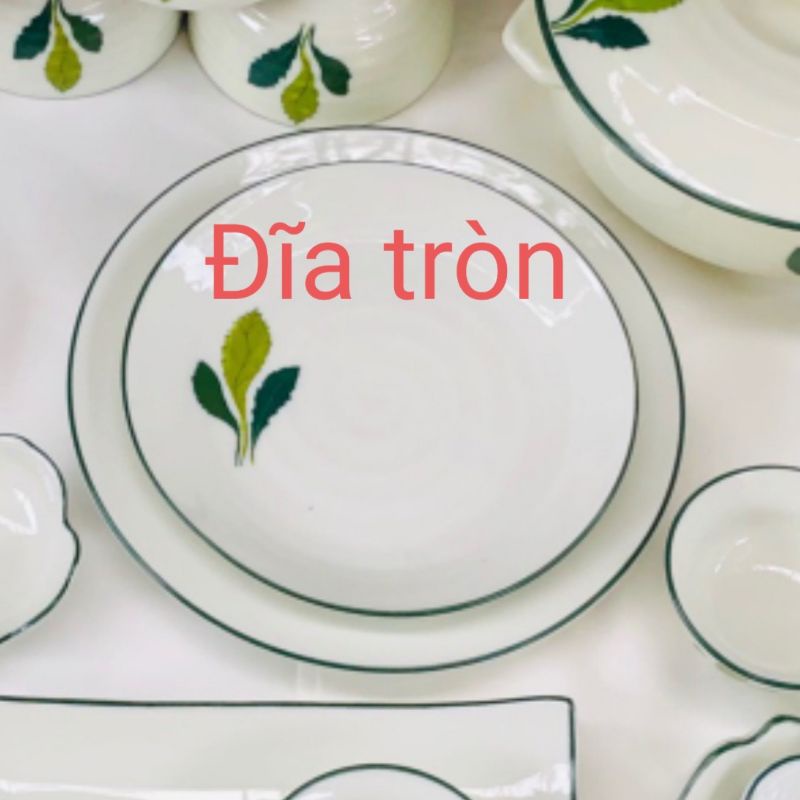 Bán lẻ bát đĩa vẽ ngò gai men kem.Hàng sứ Bát Tràng.