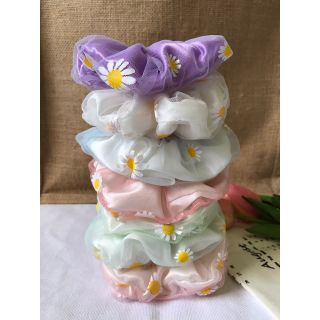 Cột tóc Scrunchies 2 lớp hoa cúc siêu cute (ảnh thật)