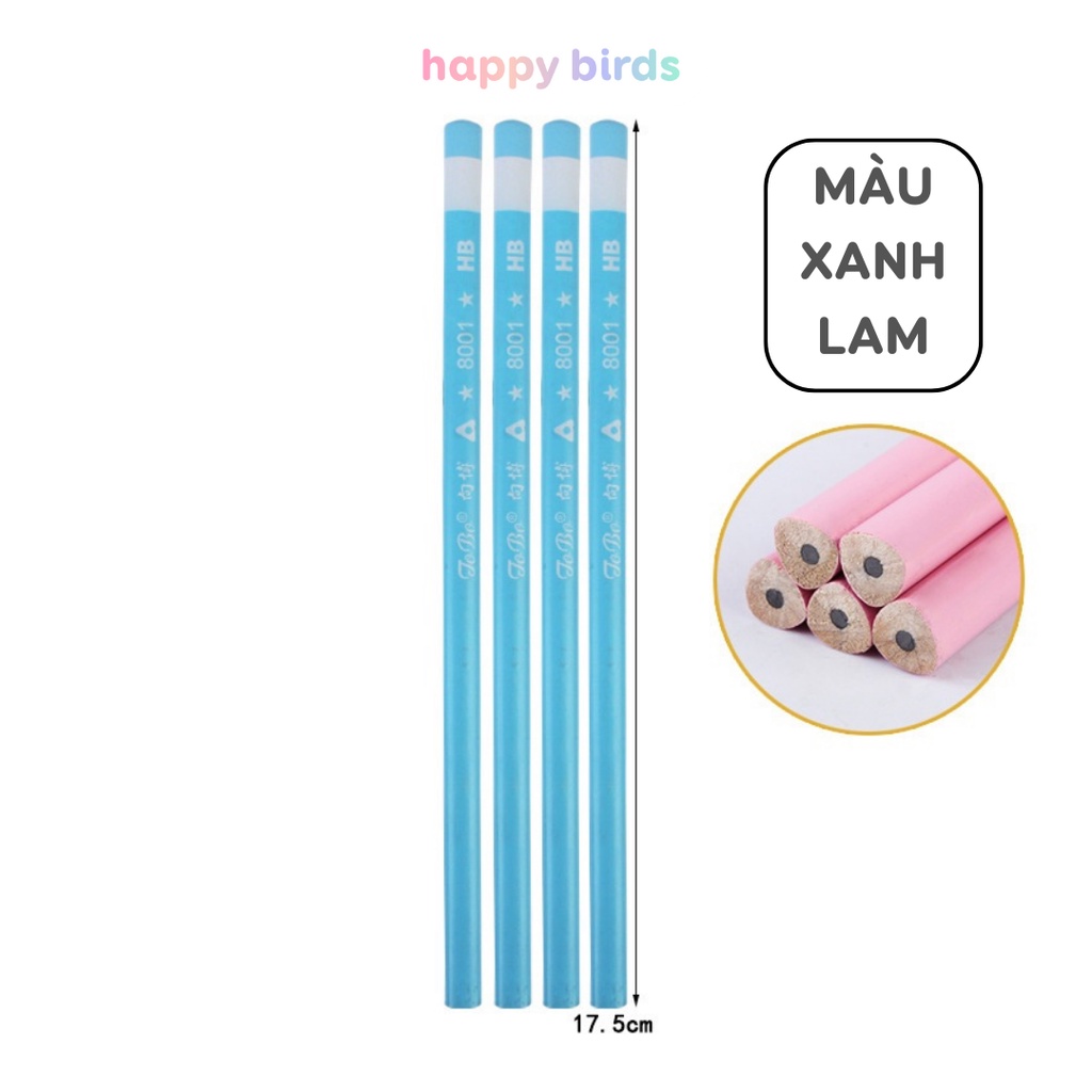 Bút chì thân gỗ HB/2B tam giác màu pastel dùng để phác họa, học tập HappyBirds