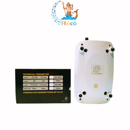 Máy sủi khí tạo oxy 2 vòi COCO CO-505, CO-506 cho bể cá cảnh