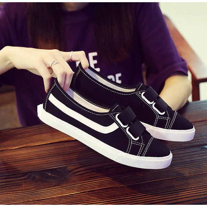 Giày slipon nữ đế bằng vải kaki siêu đẹp
