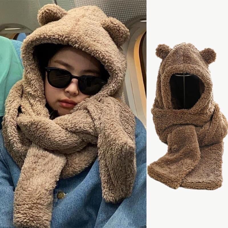 Mũ lông cừu kèm khăn, găng tay siêu ấm áp, đáng yêu