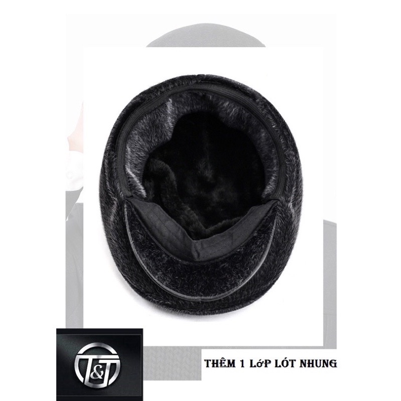 Mũ cho bố, ông người già lông nhung có bịt tai siêu ấm