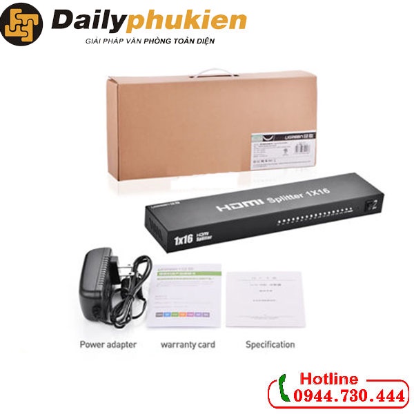 Bộ chia HDMI 1 ra 16 cống hỗ trợ HDMI 1.3b full HD 1080p Ugreen 40218 dailyphukien