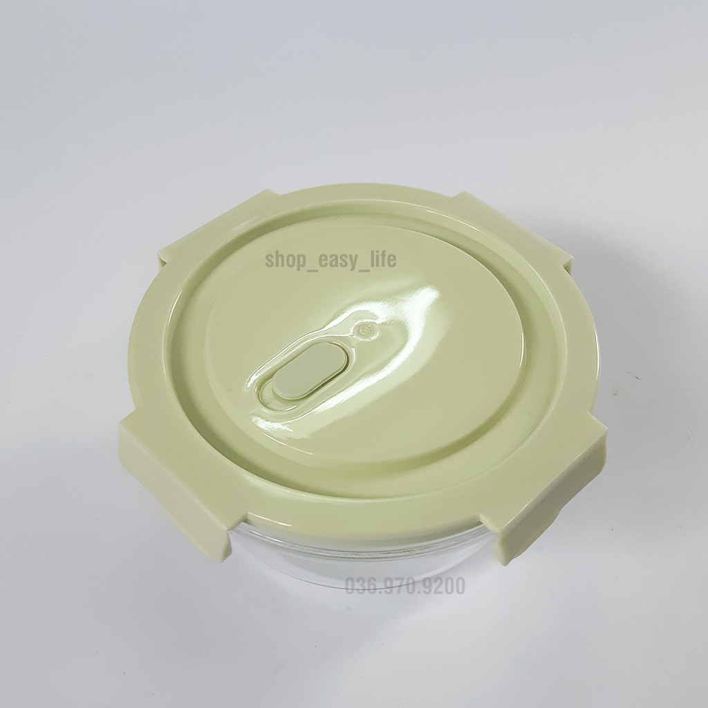 Hộp thủy tinh tròn 400ml - 620ml, chống tràn, dùng được trong lò vi sóng