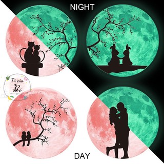 Tấm dán tường trang trí Decal dạ quang hình Mặt Trăng tình yêu làm quà trặng đẹp và Decor phòng