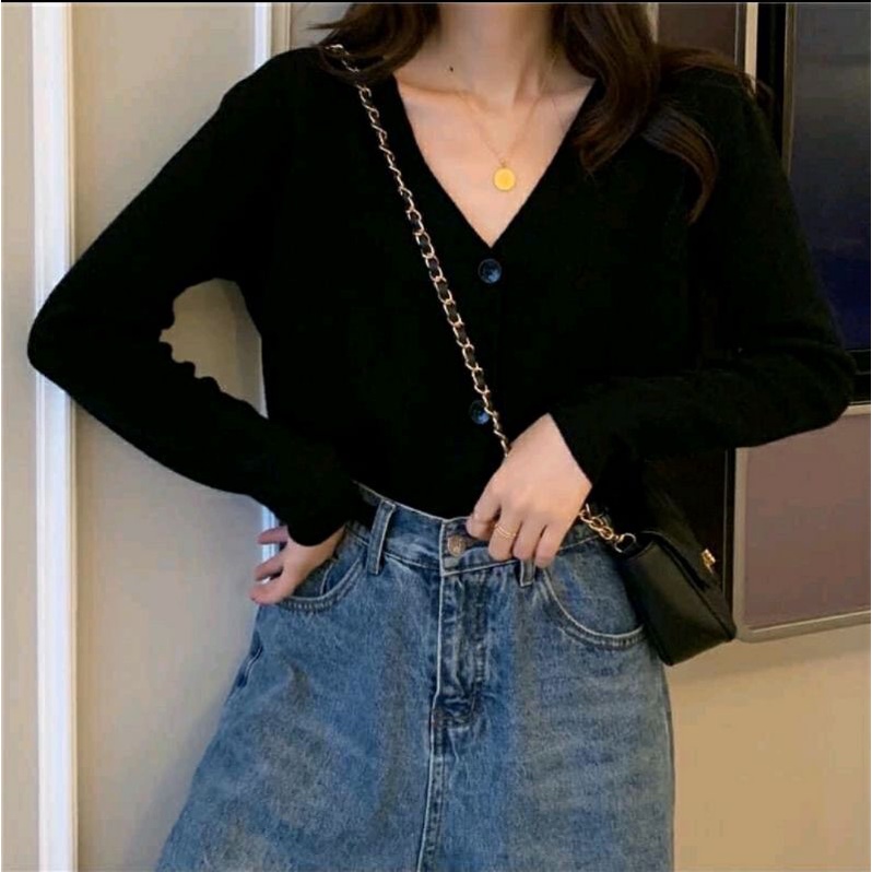 Áo khoác len nữ phong cách Hàn Quốc, Áo len cardigan dài tay đẹp