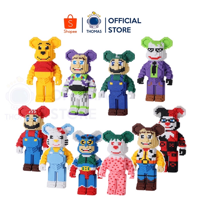 HÀNG CÓ SẴN LEGO LẮP RÁP GẤU BEARBRICK MÔ HÌNH LẮP RÁP 3D KÍCH THƯỚC LỚN LÀM QUÀ TẶNG ĐẶC BIỆT CÓ HỘP QUÀ TRONG SUỐT