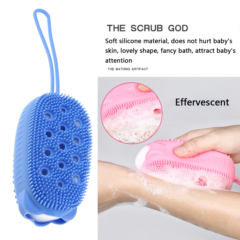 Bàn chải tắm tẩy tế bào chết toàn thân bằng silicon hoạt hình cầm tay cho trẻ em