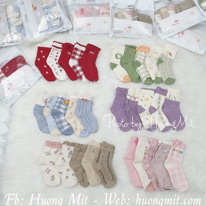 Sét 5 đôi tất Minliu bé gái CHÍNH HÃNG