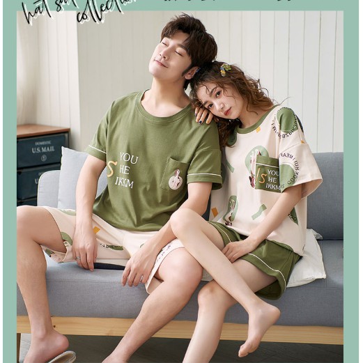 Bộ Đồ Ngủ Pijama Ngắn Tay Phong Cách Hàn Quốc Cho Cặp Đôi | BigBuy360 - bigbuy360.vn