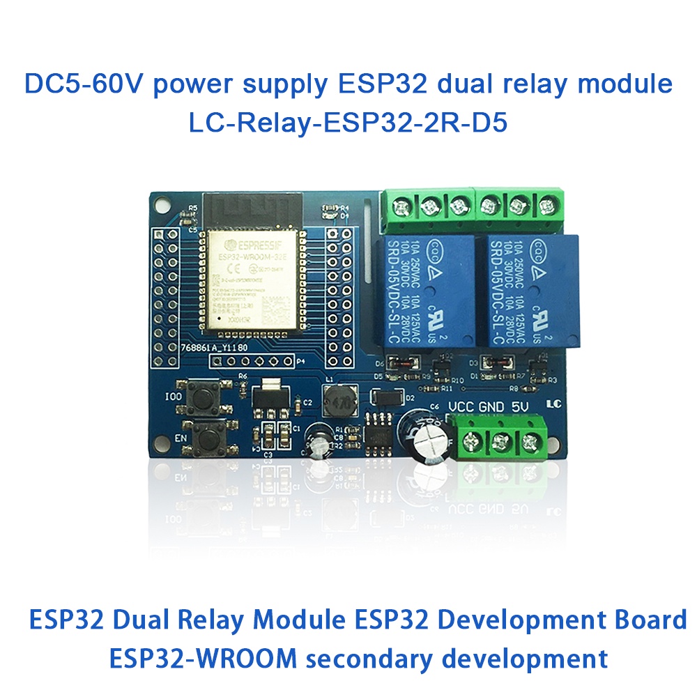 Mô-đun rơ le phát triển PCBFUN ESP32-WROOM DC 5-60V 2 kênh