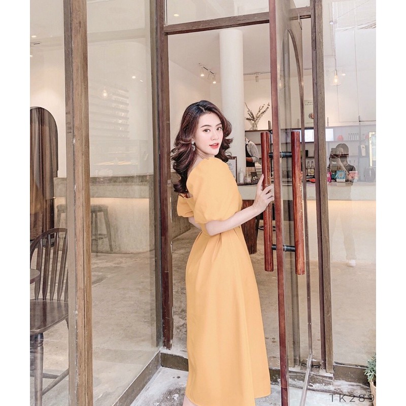 Đầm dự tiệc cổ vuông tay phồng nhiều màu | BigBuy360 - bigbuy360.vn