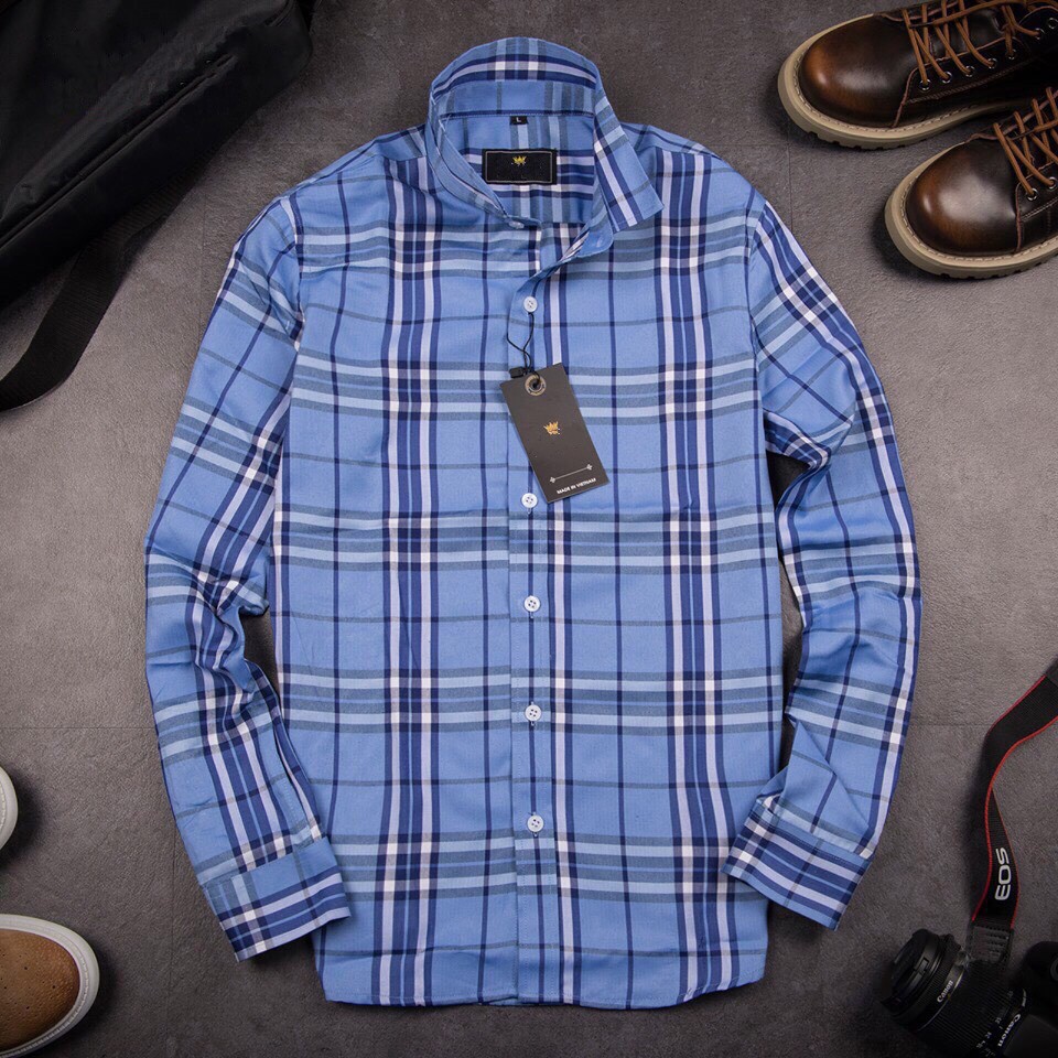 Áo sơ mi nam dài tay áo kiểu hàn quốc F8888 Kẻ BBR6689