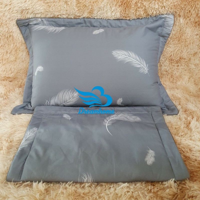 Vỏ gối nằm cotton cao cấp đẹp, vỏ gối cotton 45x65 có lót bông dây khóa kéo 1 đôi,