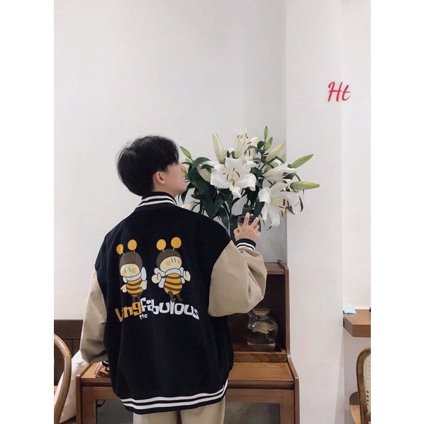 Áo bomber nhung phối tay đôi ong Ht