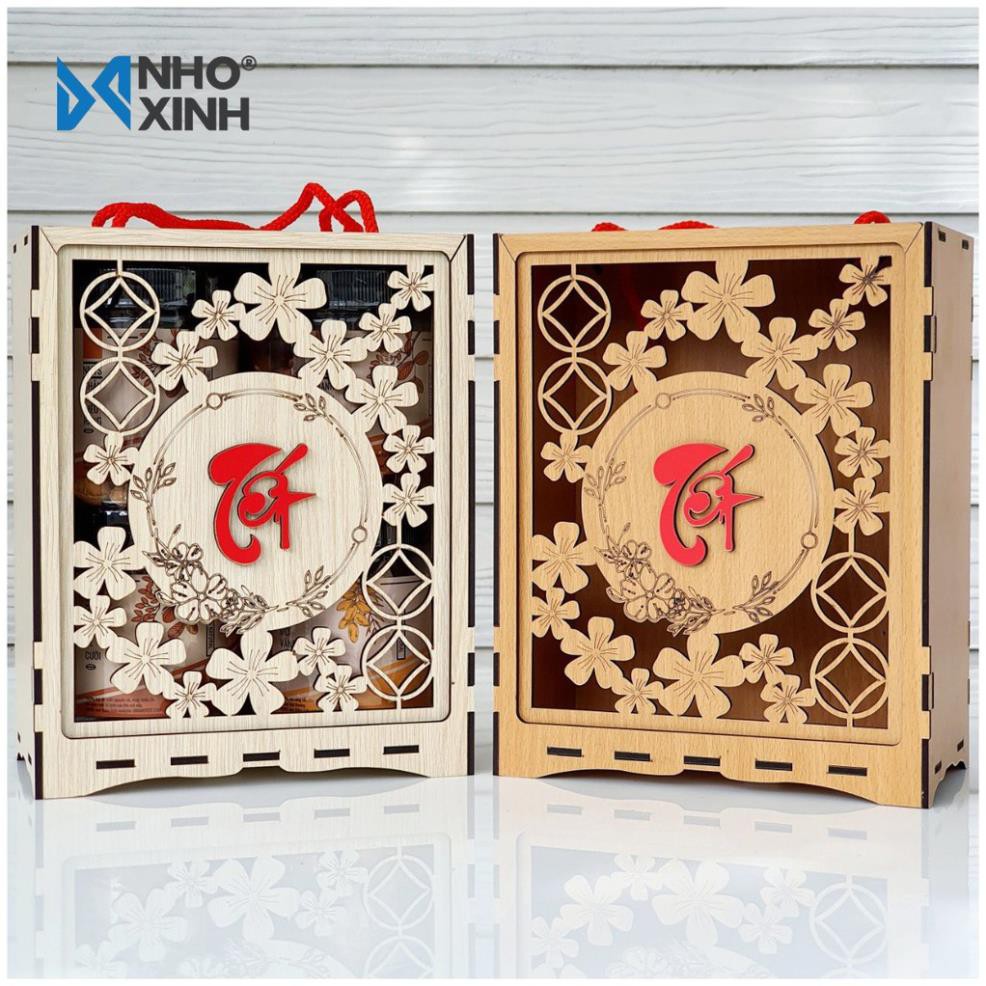 Hộp quà gỗ hộp quà tặng dịp lễ tết đẹp sang trọng thiết kế theo yêu cầu quà tặng ý nghĩa Trenddecor mẫu 02
