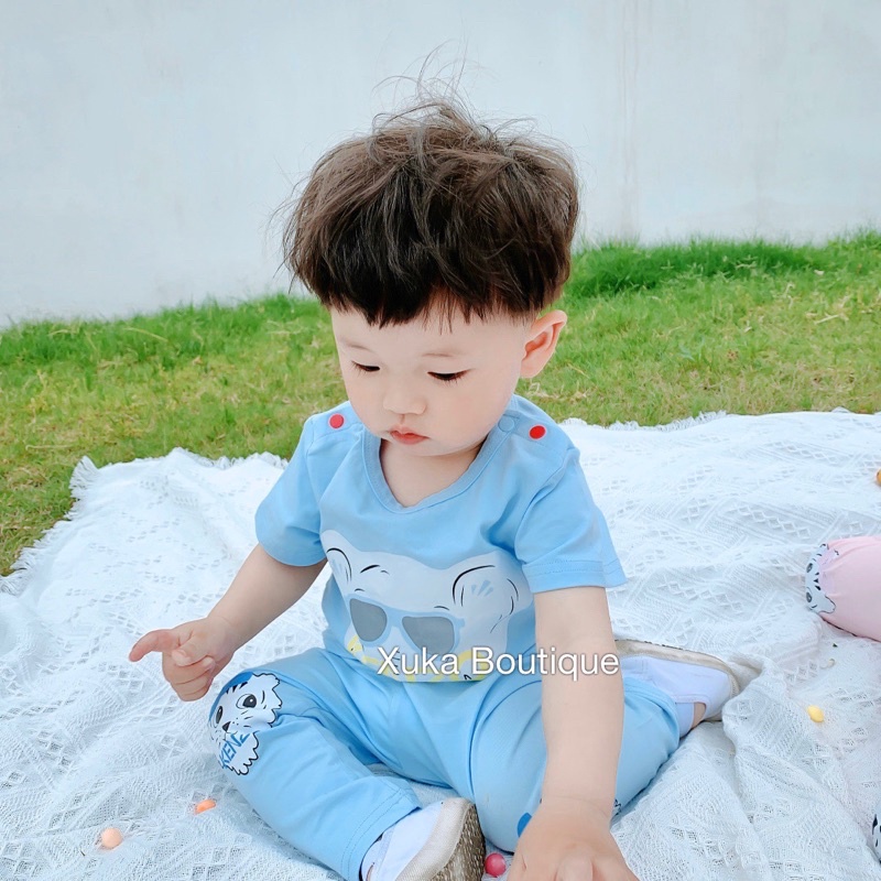 Bộ Quần Áo Phông Cộc Tay Cotton Bé Trai Bé Gái QCCC Cực Chất Màu Hồng, Màu Xanh  [Ảnh Thật]