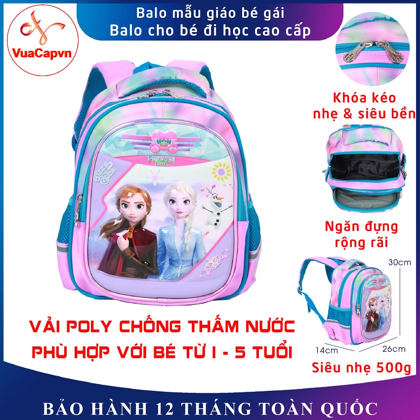 Balo mẫu giáo Hami 217 Frozen, balo đi học cho bé gái từ 1 tuổi đến 5 tuổi, chống thấm nước, siêu nhẹ, bảo hành miễn phí