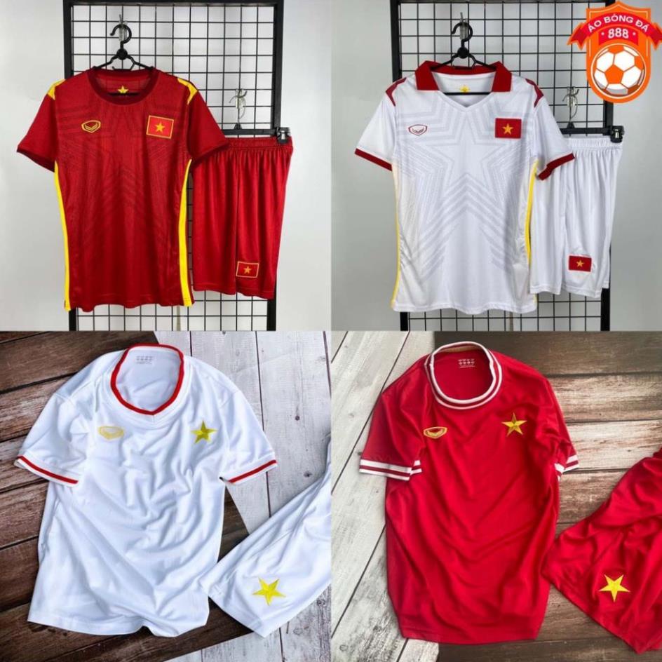 Áo Bóng Đá, Áo Đá Banh Đội Tuyển Việt Nam - Chuần Mẫu Thi Đấu - Vải Polyester Gai Thái Cao Cấp * !