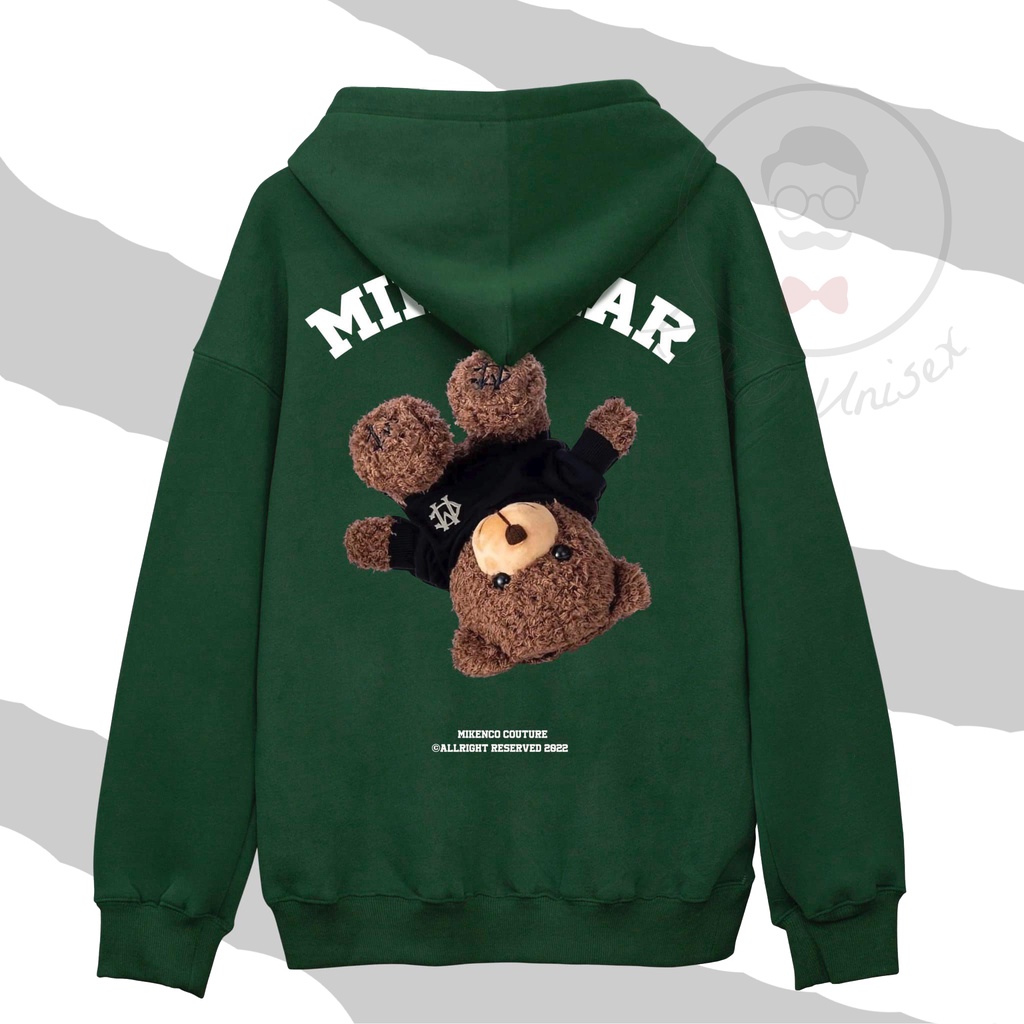 Áo Hoodie zip/trơn Mikenco MikeBear Gấu Ngược chất nỉ bông không xù siêu ấm, Áo Hoodie Unisex Nam Nữ