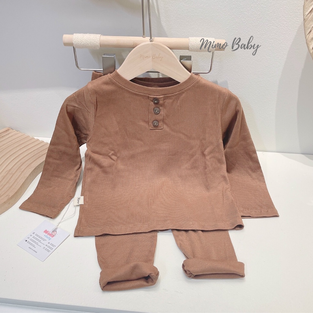 Bộ quần áo dài tay chất liệu thun tăm co dãn mùa thu đông cho bé QA38 Mimo Baby