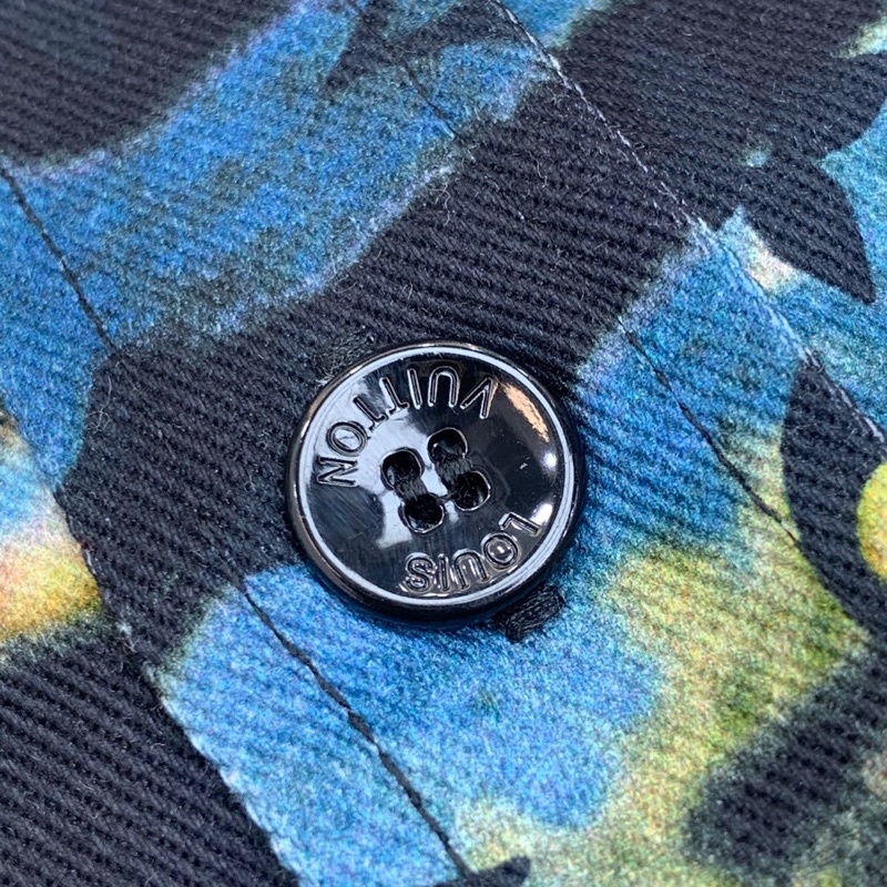Áo khoác jeans unisex dáng sơ mi màu loang thương hiệu Louis Vuitton LV cao cấp