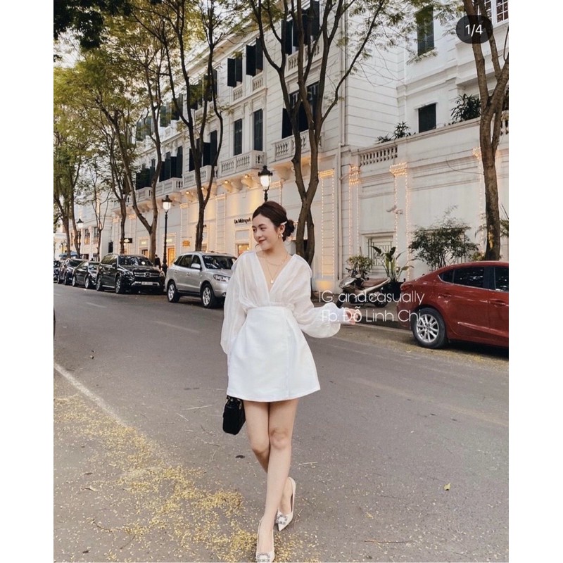 sét sơmi vạt chéo , chân váy chữa A
