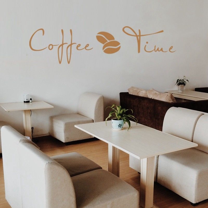 Giấy dán tường tự trang trí nhà cửa hoạ tiết Coffee Time đẹp mắt bằng chất liệu vinyl có thể tháo gỡ tiện lợi