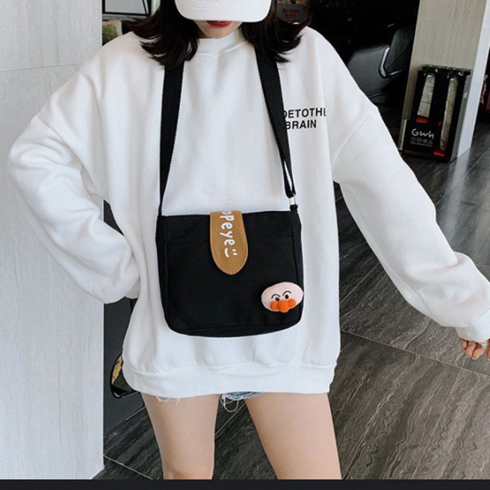 Túi đeo chéo Canvas nhỏ gọn tiện lợi - Túi đi học thiết kế phong cách Hàn Quốc xinh xắn