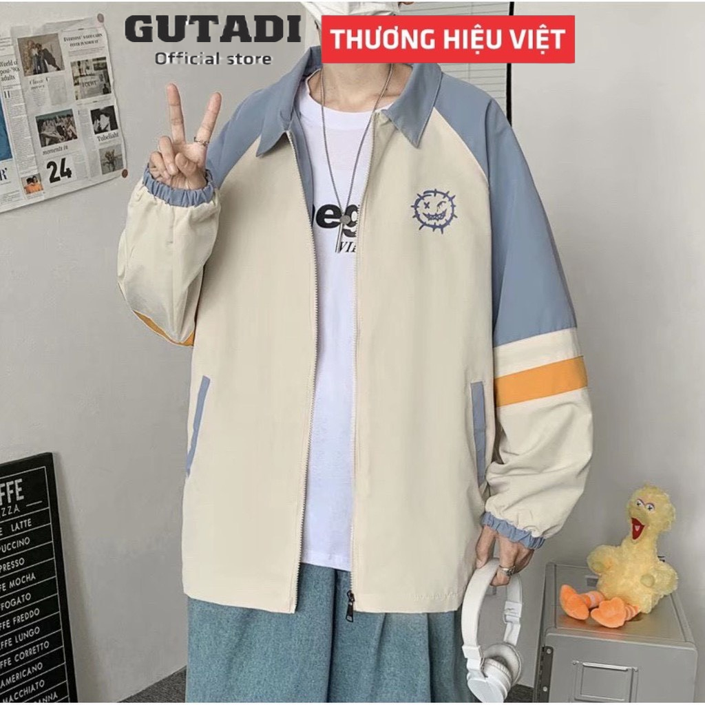 Áo bomber mặt trời cười áo varsity khoác bomber jacket chống nắng Nam nữ 2 lớp cực chất Unisex
