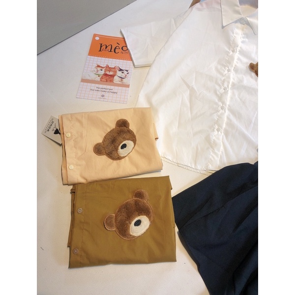 [Chuyên Sỉ] Bộ sơ mi gấu thêu nổi, quần chất kaki ống rộng có túi xéo, diện đi làm đi chơi đều sang xịn đẹp.