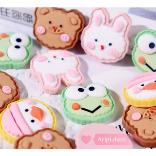 Charm bánh nướng cookie thú cưng gấu thỏ ếch cánh cụt B67 /Nguyên liệu làm phụ kiện handmade / resin