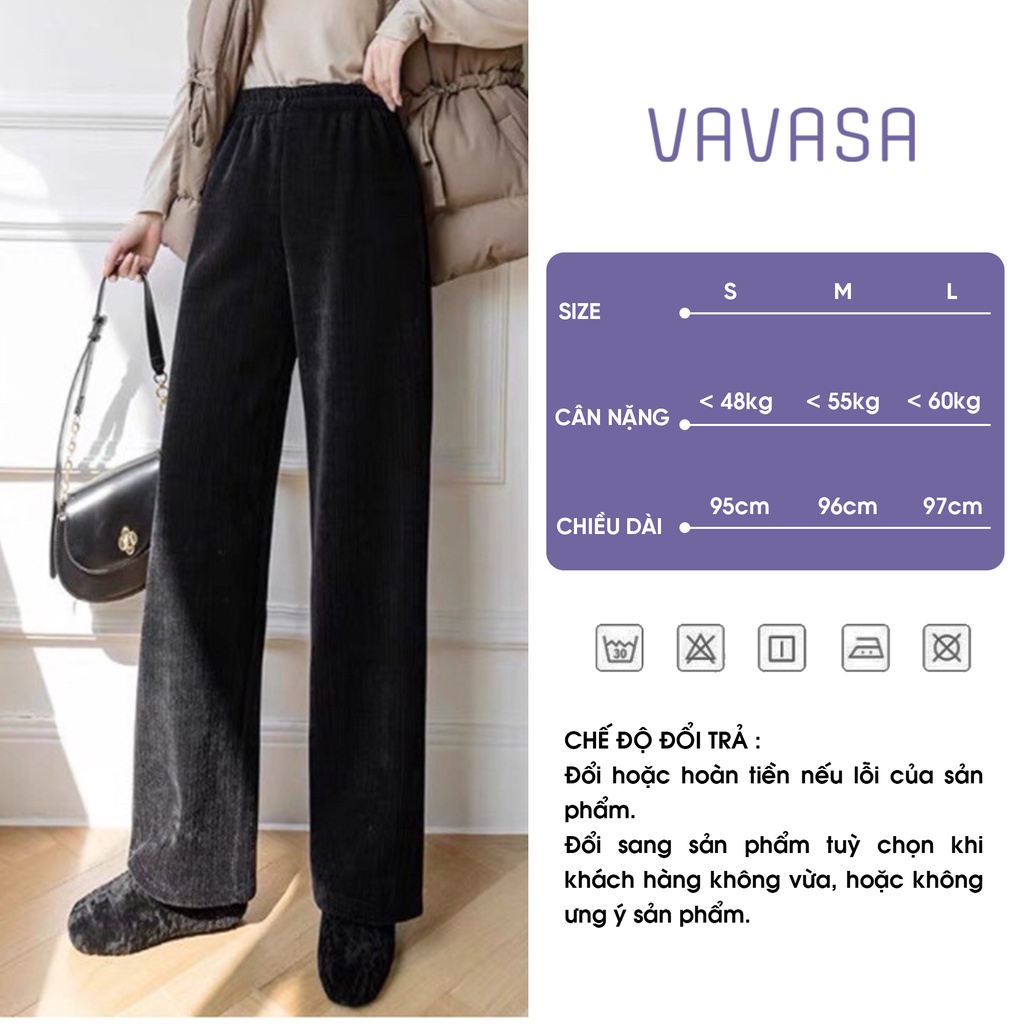 Quần jean nữ ống rộng lưng cao quần bò nữ nhung tăm dáng dài lưng chun ulzzang VAVASA QJ12 | BigBuy360 - bigbuy360.vn