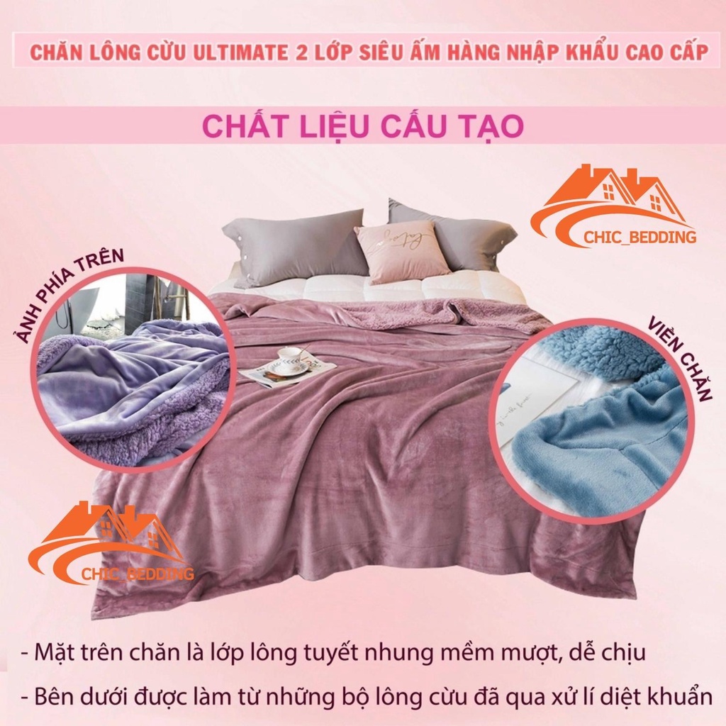 Chăn lông cừu Untimate nhập khẩu, chăn lông cừu tuyết 2 lớp siêu ấm áp size 2mx2m3