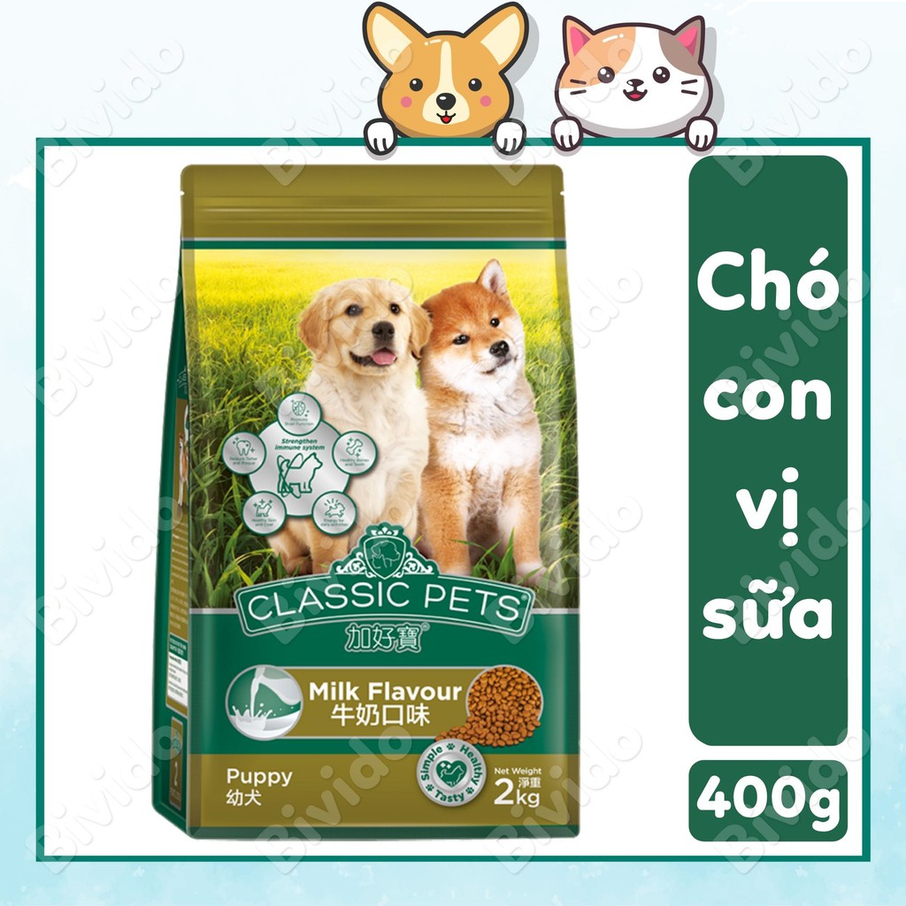 Thức ăn chó con Classic Pets Puppy vị sữa túi 400g - Bivido