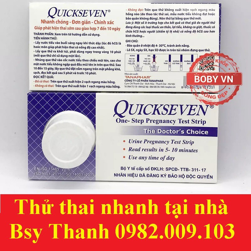 (CHE TÊN) 1 hộp 24 Que thử thai Quickseven,test thử thai tại nhà,2 vạch sớm nhanh hiệu quả tức thì [Quick seven]