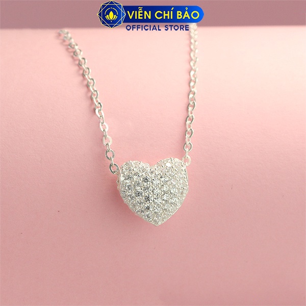Dây chuyền bạc nữ mặt Trái tim đính đá bạc 925 thời trang phụ kiện trang sức nữ thương hiệu Viễn Chí Bảo D400648